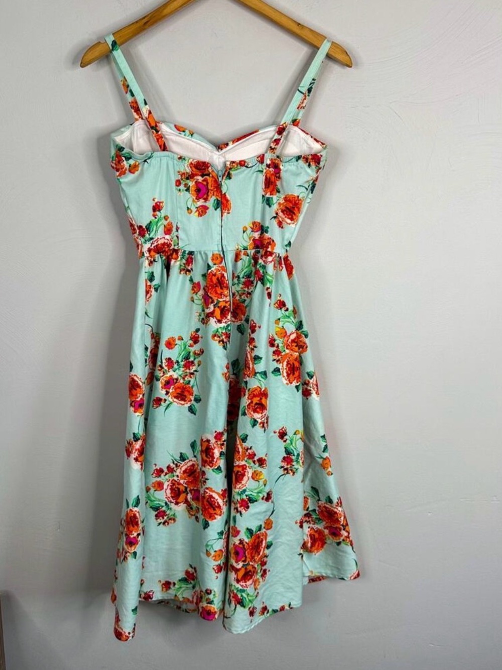 Stop Staring! Marisol aqua Blue Floral 1950s Swing Dress - Picture 3 of 9